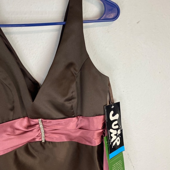 JUMP APPAREL STRAP Belt TIE/RHINESTONE Tulle homecoming DRESS 5/6 brown/pink - Picture 3 of 10
